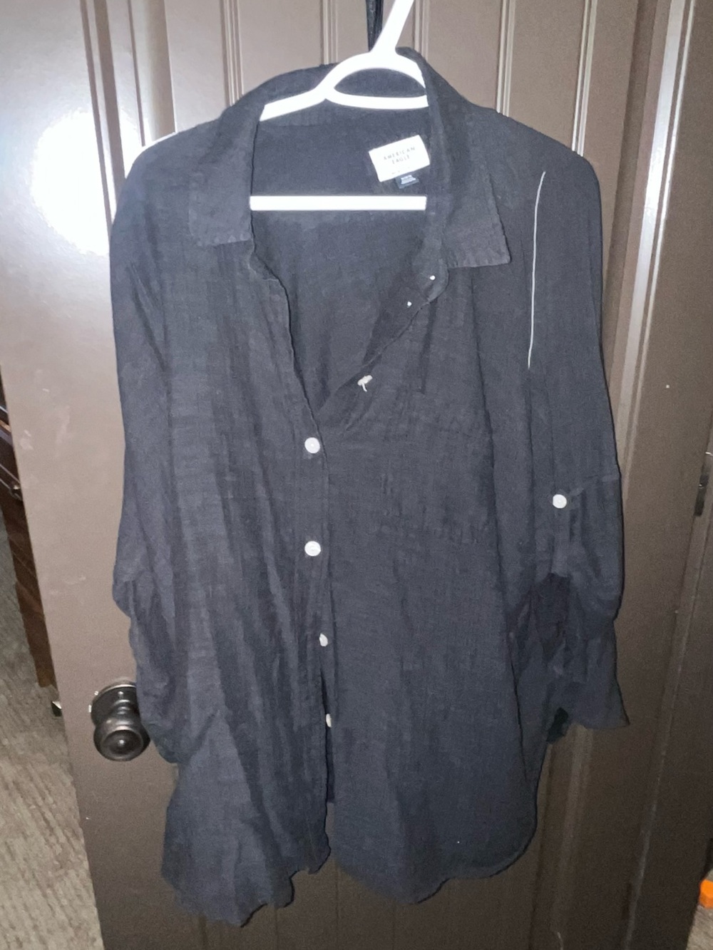 Classic Black Button-Up Men's Shirt Jacket